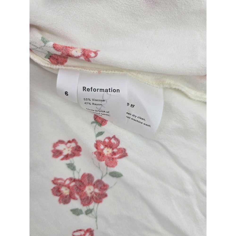 Reformation Dress Womens 6 White Floral Lacey Midi Button Front Short Sleeve - Picture 5 of 5